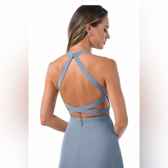 Azazie, Women's Clarice A-Line High Neck Chiffon Floor-Length Dress. Size: A2. - Picture 8 of 11